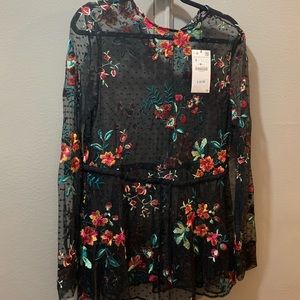 Sheer Floral Tunic